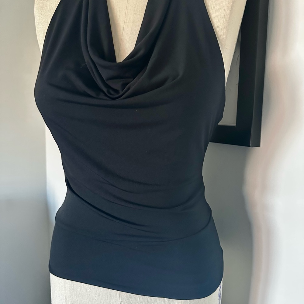 VENUS Black Draped Halter Top